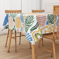 Aperturee Colorful Abstract Art Tablecloth, Modern Expressionist Painting Design for Creative and Eclectic Decor, 52x70in (WxH)