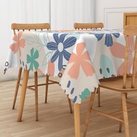Aperturee Modern Colorful Floral Tablecloth, for Vibrant Spring and Summer Dining, Wedding, or Party Decor, 52x70in (WxH)