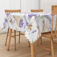 Aperturee Fresh Spring Lavender Tablecloth in Purple, for Garden Party, Wedding, or French Country Themed Decor, 52x70in (WxH)