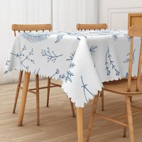Aperturee Elegant Artistic Tablecloth with Botanical Plant Paintings, for Fine Art and Nature Inspired Decor, 52x70in (WxH)