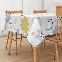 Aperturee Fresh Spring Tablecloth with Colorful Flowers, for Vibrant Garden Party and Easter Holiday Decorations, 52x70in (WxH)