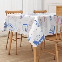Aperturee Lovely Holiday Tablecloth with Carnival Pattern, for Circus Themed Birthday Party and Festive Events, 52x70in (WxH)