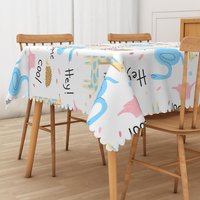 Aperturee Awesome Cartoon Animal World Rectangle Tablecloth, for Kids Jungle Safari Birthday Party Decorations, 52x70in (WxH)