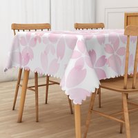 Aperturee Cute and Sweet Pink Peach Blossom Rectangle Tablecloth, for Spring Festival and Girls Party Decorations, 52x70in (WxH)