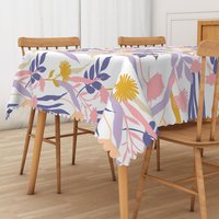Aperturee Fresh and Sweet Rectangle Tablecloth with Colorful Plant Pattern, for Fun and Modern Kitchen Dining Decor, 52x70in (WxH)