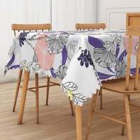 Aperturee Hand Drawn Floral and Plant Rectangle Tablecloth, for Artistic and Botanical Farmhouse Kitchen Decor, 52x70in (WxH)