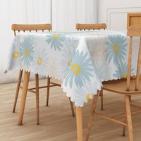 Aperturee Fresh Daisy Rectangle Tablecloth in Macaron Pastel Colors, for Spring Party and Cheerful Kitchen Decor, 52x70in (WxH)