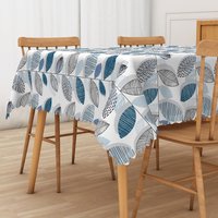 Aperturee Modern Botanical Rectangle Tablecloth with Repeating Leaf Shapes, for Geometric and Greenery Decor, 52x70in (WxH)