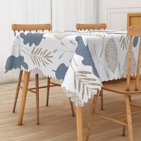 Aperturee Fresh Boho Rectangle Tablecloth with Creative Leaf Shapes, for Modern and Artistic Botanical Decor, 52x70in (WxH)
