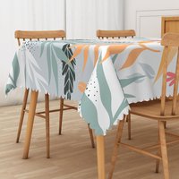 Aperturee Cute and Fresh Hawaiian Rectangle Tablecloth with Colorful Plants, for Tropical Summer Party Decor, 52x70in (WxH)