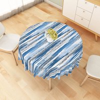 Aperturee Abstract Art Round Tablecloth with Brushstroke Stripes, for Modern and Contemporary Kitchen Dining Decor, Diameter 48inch