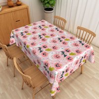 Aperturee Pink Halloween Rectangle Tablecloth with Jack o' Lanterns, for Cute and Girly Spooky Party Decor, 52x70in (WxH)