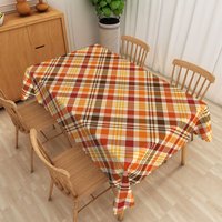 Aperturee Brown, Yellow, and Black Checkered Rectangle Tablecloth, for Fall, Autumn, and Thanksgiving Decor, 52x70in (WxH)