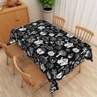 Aperturee Spooky Black Halloween Rectangle Tablecloth with Bats and Spider Webs, for Gothic and Haunted House Dining Decor, 52x70in (WxH)