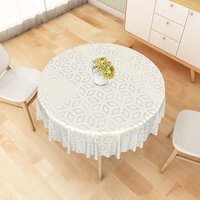 Aperturee Modern White and Gold Geometric Round Tablecloth, for Elegant Art Deco and Holiday Party Decorations, Diameter 48inch
