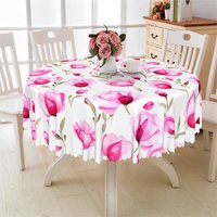 Aperturee Watercolor Pink Peony Round Tablecloth, Botanical Floral Studio Prop