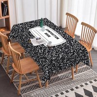 Aperturee Classic Composition Book Rectangle Tablecloth, Black Speckled Notebook Table Cover, School Studio Prop