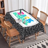 Aperturee Back to School Composition Rectangle Tablecloth, Colorful Letter Notebook Table Cover, Kid Portrait Prop