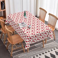 Aperturee Red Heart Confetti Rectangle Tablecloth, Romantic Love Pattern on White, Valentine Date Night Dining Decor, Love Theme Studio Prop
