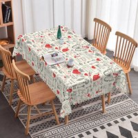 Aperturee Butterfly and Heart Script Rectangle Tablecloth, Vintage Love Letter Pattern, Romantic Kitchen Decor, Botanical Text Background