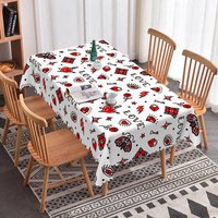 Aperturee Old School Tattoo Flash Rectangle Tablecloth, Retro Dagger Heart Moth, Edgy Valentine Kitchen Dining Decor, Tattoo Art Background