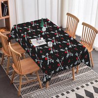 Aperturee Cupid Arrow Cross Rectangle Tablecloth, I Love You Text on Black, Romantic Valentine Kitchen Dining Decor, Graphic Design Prop