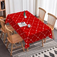 Aperturee Red Geometric Arrow Heart Rectangle Tablecloth, White Diamond Grid Pattern, Modern Valentine Home Decor, Geometric Grid Prop