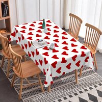 Aperturee Classic Red Heart Scatter Rectangle Tablecloth, Bold Love Pattern on White, Valentine Anniversary Party Decor, Love Pattern Prop