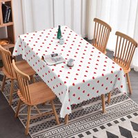 Aperturee Geometric Heart Diamond Grid Rectangle Tablecloth, Red Dotted Line Pattern, Modern Valentine Dining Decor, Geometric Grid Backdrop