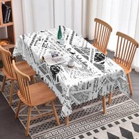 Aperturee Chaotic Black and White Newspaper Rectangle Tablecloth, Abstract Text Pattern, Modern Industrial Dining Decor, Abstract Text Prop