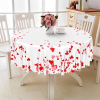 Aperturee Minimalist Red Heart Round Tablecloth, Clean Love Pattern Studio Prop
