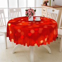 Aperturee Red Bokeh Heart Round Tablecloth, Abstract Light Effect Studio Prop