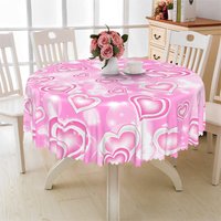 Aperturee Pink Glowing Heart Butterfly Round Tablecloth, Soft Focus Fantasy Prop
