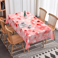 Aperturee Pink Scattered Heart Rectangle Tablecloth, Soft Pastel Love Pattern, Dreamy Valentine Kitchen Decor, Soft Focus Background