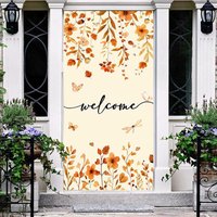 Aperturee Autumn Maple Leaves Welcome Thanksgiving Door Cover, 30x80 Inch, 28.48 USD, thanksgiving door covers, ZXML145A-A