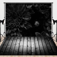 Aperturee Black Flowers Solemn Wooden Floor Combo Set Backdrop, 7 x 5 ft / 7 x 5 ft, 97.4 USD, combo set backdrops, ZYHD6K34-D, MATCYHD0S37-D
