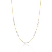 Baroque Pearl Beaded Sterling Silver Chain Necklace in Gold