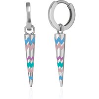 Rainbow Spike Sterling Silver Drop Hoop Earrings
