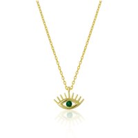Emerald Eye Evil Eye Sterling Silver Necklace