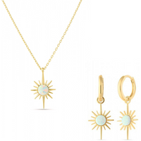 White Opal Northernstar Sterling Silver Pendant Necklace and Earrings Set