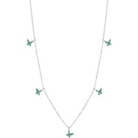 Green Butterfly Sterling Silver Charm Necklace