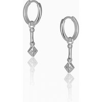 Sterling Silver Rhombus Drop Hoop Earrings