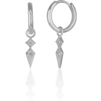 Sterling Silver Pave Spike Rhombus Drop Earrings