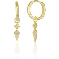 Sterling Silver Pave Spike Rhombus Drop Earrings
