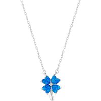 Blue Opal Four Leaf Clover Sterling Silver Necklace