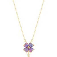 Pink & Purple Opal Four Leaf Clover Sterling Silver Necklace