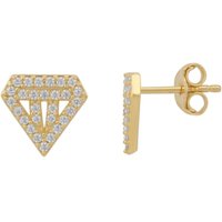 Sterling Silver Diamond Stud Earrings