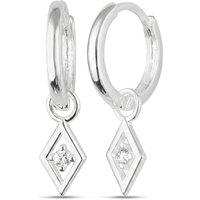 Sterling Silver Rhombus Pave Spike Drop Earrings