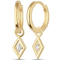 Sterling Silver Rhombus Pave Spike Drop Earrings