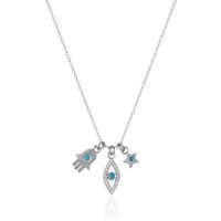 Hamsa Evil Eye Star Turquoise Sterling Silver Necklace
